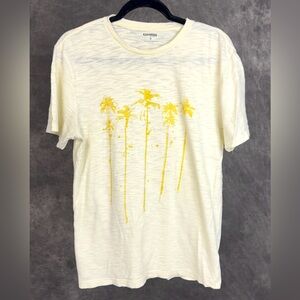 Express Men’s Yellow Graphic Palm Tree Tee | Medium M | Lightweight Slub Cotton